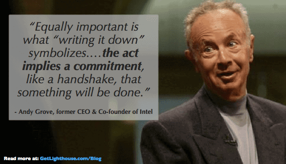 Andy Grove Quotes from high output management means writing things down.