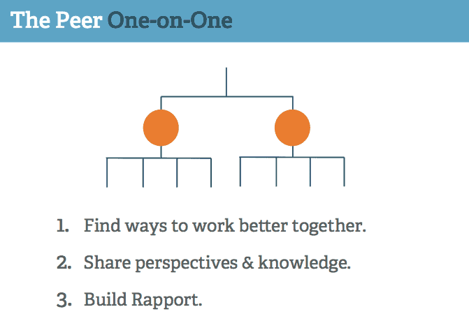 Peer one on ones help you better connect with others on your team that you don't directly manage