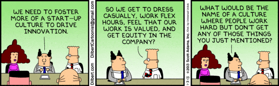 Corporate Culture according to Dilbert - senior leaders