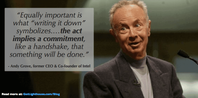 How to take notes - Andy Grove on symbolism of writing it down