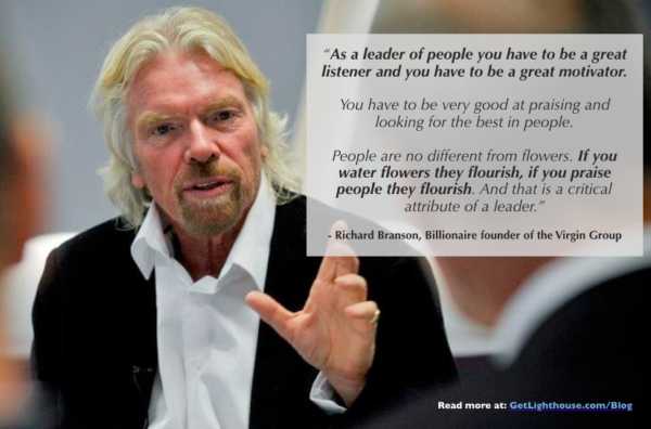 how to motivate your team by giving praise branson knows
