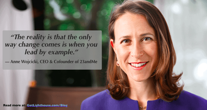 Leading by example is a big part of the power of repetition as Anne Wojcicki knows