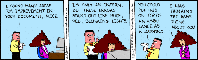 senior leaders should always seek feedback - Dilbert comic