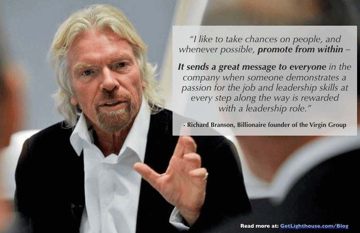Richard Branson's quote about the importance of promoting within