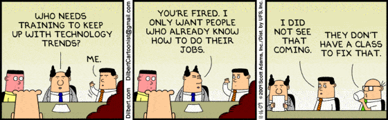 employees leave managers, not companies dilbert knows training can be a joke