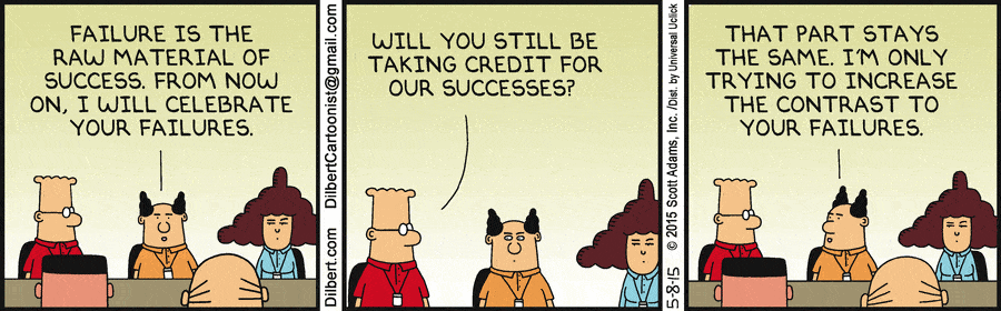 how to be more positive positivity praise dilbert taking credit