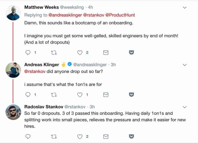onboarding process at Product Hunt