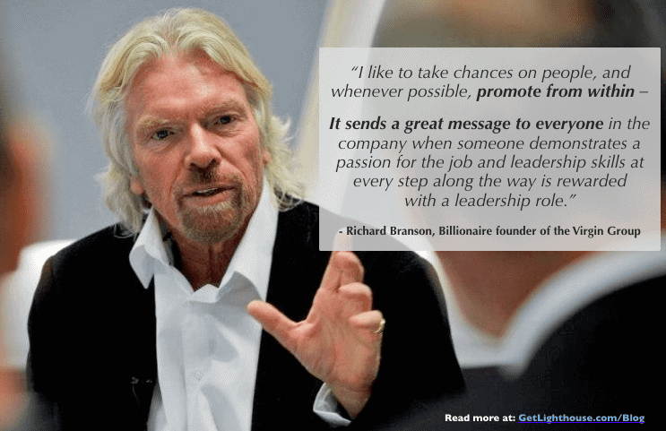 great company culture includes being like Branson and promoting from within