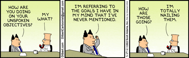 How to Overcome Your Personal Weaknesses to be a great leader - dilbert mind reading