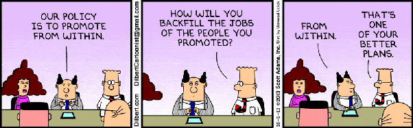 A caricature about promoting managers