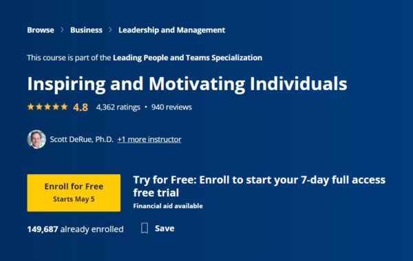 Coursera offers a comprehensive 12 hour course on motivational skills.