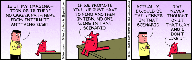 what more can the company do to help you grow? a lot more than a dilbert comic says. 

Learn how to help employee development without promotions