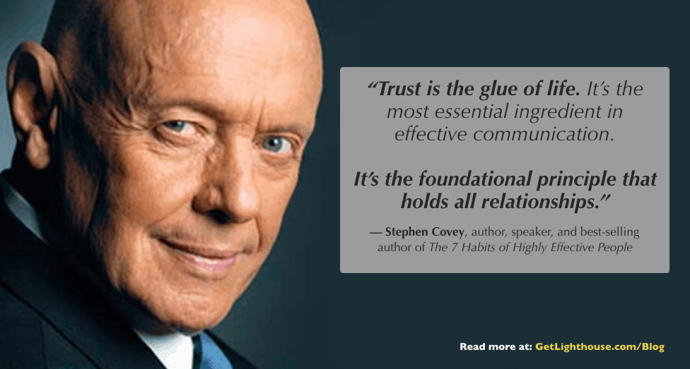 stephen covey about trust which is key for one on ones with employees