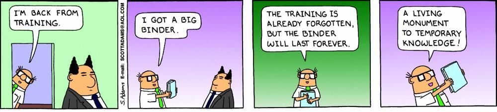 bite sized learning corporate microlearning benefits management training fails dilbert