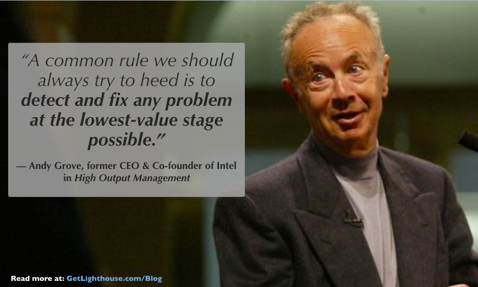 Andy Grove Quotes in High Output Management - fix problems when they're small
