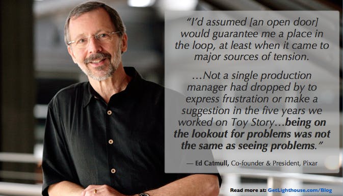 Ed Catmull's quote about managing down