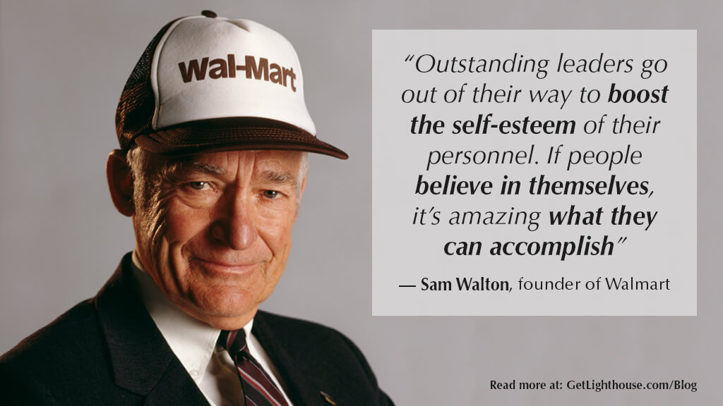 Sam Walton's quote about building self-esteem